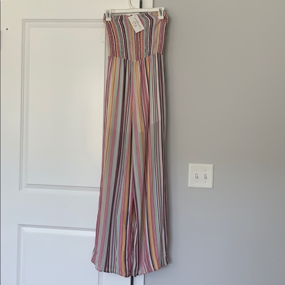 Striped Strapless Jumpsuit